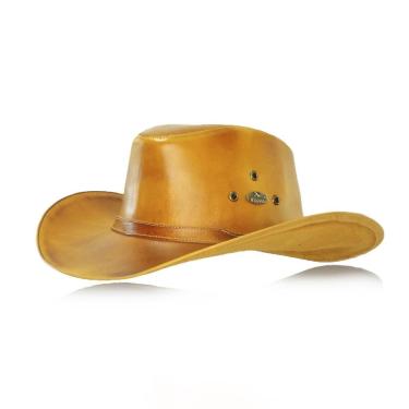 Imagem de 1652KP-Chapéu Unissex Estilo Americano em Couro Legítimo Linha Indiana Cor:;Tamanho:M-Unissex