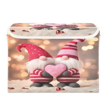 Imagem de STAYTOP Cestos de armazenamento fofos de gnomo para o Dia dos Namorados com tampas e alça de transporte, caixas de armazenamento dobráveis organizadores de recipientes para casa, quarto, armário