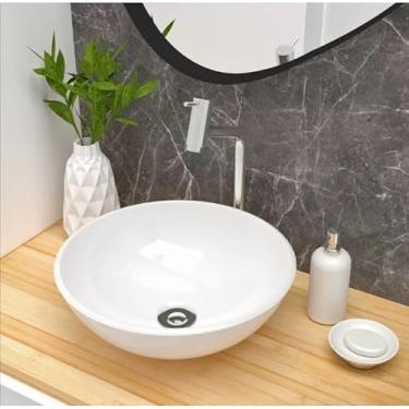 Imagem de Cuba Redonda 30cm de Acrílico – Lavabo Sobrepor para Banheiro, Compacto para Higiene Doméstica e Espaços Pequenos (branco)