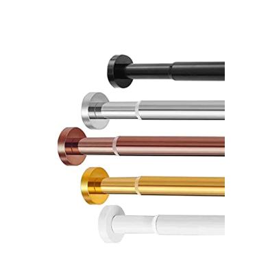 Imagem de Cortina de chuveiro telescópica moderna para banheiro e chuveiro, haste de tensão longa extensível de metal sem perfuração, haste de mola de tensão ajustável, preto - 100 ~ 160 cm