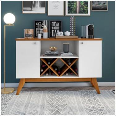 Imagem de Aparador Wood Prime Cantinho Do Café Retrô Com Adega E 2 Portas (Branco/Freijó)