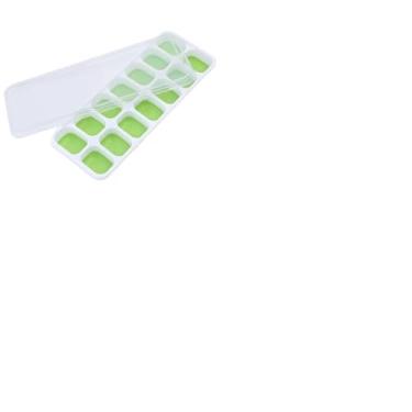 Imagem de Kit Forma Com Tampa Gelo Ice Flexivel Forminha Fundo Silicone 14 Cubos Alimentos Frutas (4 Formas)