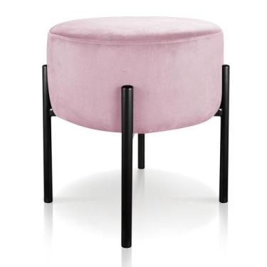 Imagem de Puff Banqueta Decorativo Industrial Preto Iron Suede - DMOV, Rosa Bebê
