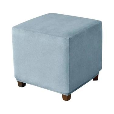 Imagem de Capa De Veludo De Cor Sólida Para Puff Quadrado, Capa Elástica Proteto