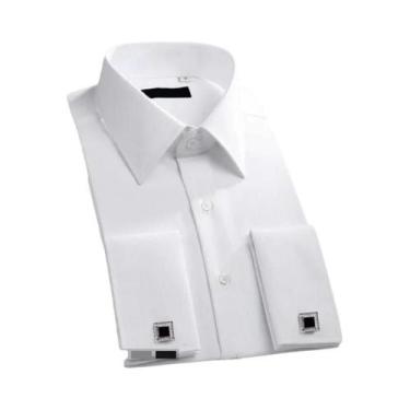 Imagem de Camisa Social Branca Clássica Masculina Com Gola Abaixada E Gravata Bo