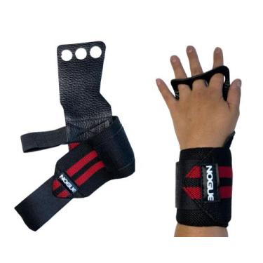 Imagem de Luva  Hand Grip Com Munhequeira Três Furos NOGUE FIT, Vermelho, M