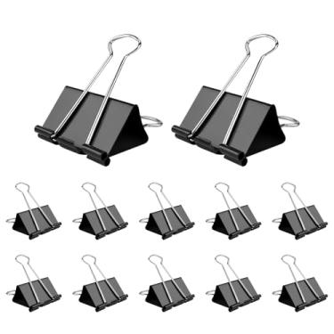 Imagem de Clipes jumbo de 6 cm de largura e 18 cm de comprimento - pacote com 12 grampos de papel extra grandes pretos para escritório, material escolar, organização doméstica
