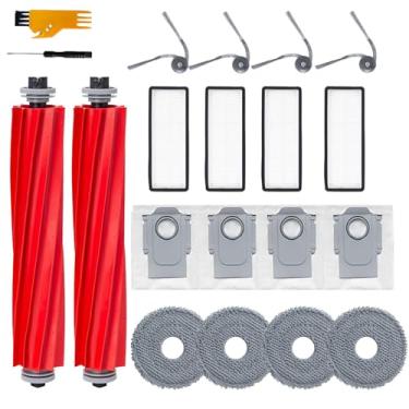 Imagem de Kit de peças de reposição de 20 peças para aspiradores robôs Roborock QV 35A/QR 798/QR 598, inclui: 2 escovas principais, 4 filtros, 4 esfregões, 4 escovas laterais, 4 sacos de pó, 1 escova de limpeza