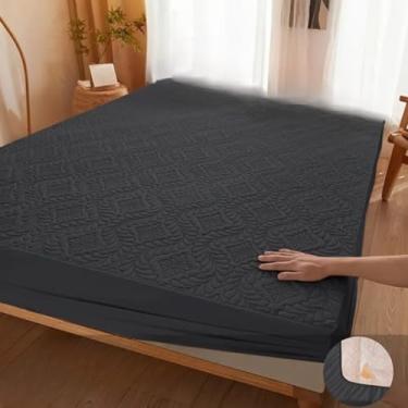 Imagem de Protetor Impermeável Capa para Colchão Matelada com Elástico(preto,Solteiro)