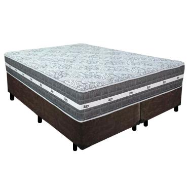 Imagem de Cama Box Casal Bipartido Suede + Colchão Anjos Black Graphite Molas Ensacadas 138x188x64cm Marrom