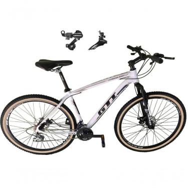 Imagem de Bicicleta Aro 29 Gti Roma Alumínio 21v Câmbios Shimano Freio A Disco C- Pneu Faixa Bege Branco 17