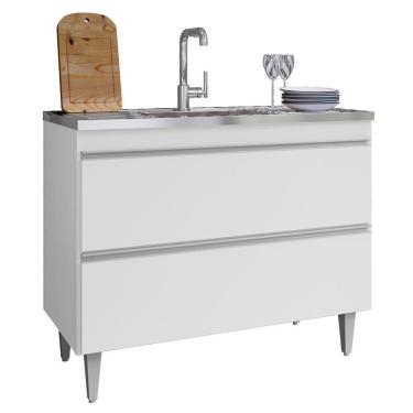 Imagem de Balcão De Cozinha Com Pia Inox 100cm Julia M24 Branco - Mpozenato