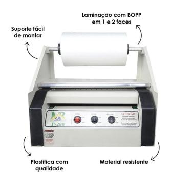 Imagem de Plastificadora P280 Com Suporte Bobina Fosco Bopp 24cm 110v
