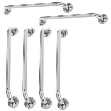 Imagem de Alça Barra De Apoio Corrimao 70cm 80cm6 Unidades Suporte Acessibilidade Idoso Cadeirante Banheiro