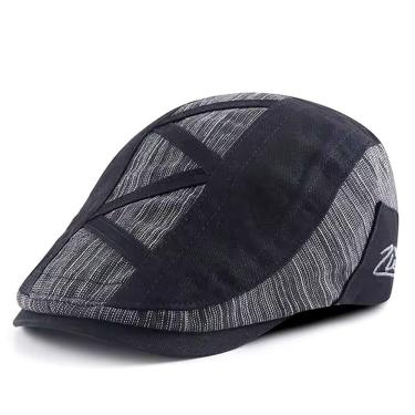 Imagem de Boina Masculina Italiana Estilo Vintage Jornaleiro Plana Ajustável Preto