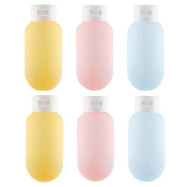 Imagem de Kit Viagem Frasco Pote Porta Shampoo Mala Bolsa 6un 60ml - Facilite