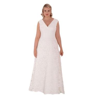 Imagem de Vestido Longo Renda 85 Noiva Festa Plus Size Civil Casamento - Bella F