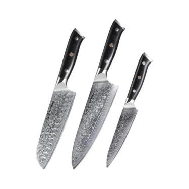 Imagem de Conjunto De Facas De Cozinha Profissional TURWHO 1PC-3PCS, Faca Santok