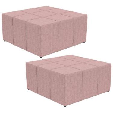 Imagem de Kit 02 Puffs Decorativos Para Sala De Estar Quadrado Milano 90x90cm W0