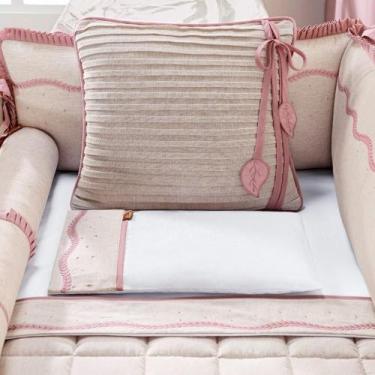 Imagem de Kit Berço Linho com Bordados Delicados no Tecido de Linho 100% Algodão