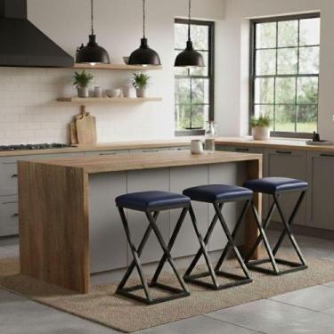 Imagem de Kit 3 Banqueta Baixa Cozinha Bar 50 Cm Balcão Gourmet material sintéti
