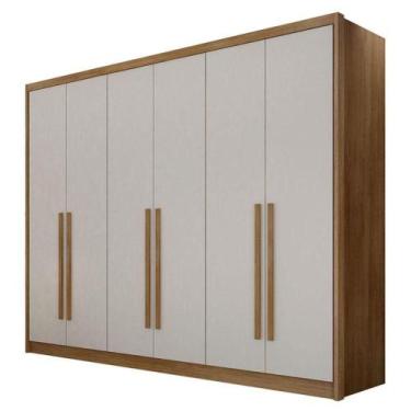 Imagem de Guarda Roupa Casal Bandeira 6 Portas 8 Gavetas Cumaru 25 Fendi - Novo 