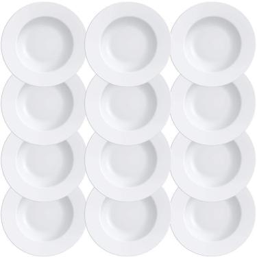 Imagem de 12 Pratos Raso Tramontina Elena Em Porcelana Branca 28 Cm