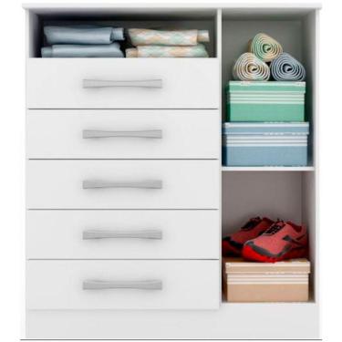 Imagem de Cômoda Madri 1 Porta 5 Gavetas Em Mdf Acp Móveis Branco