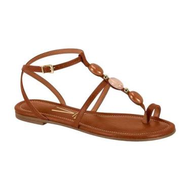 Imagem de Sandália Rasteira Feminina Vizzano Pedrarias Luxo Conforto -, Mocca, 3