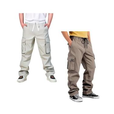 Imagem de Kit 2 Calça Cargo Masculina Jogger Skatista Street Confortável Linha P