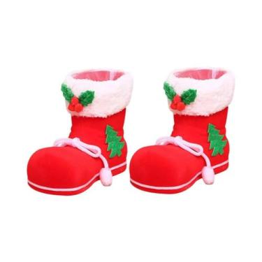 Imagem de Meias De Natal Vermelhas Em Formato De Bota, Sacolas De Presente De Fi