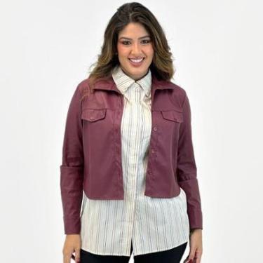 Imagem de Camisa Cativa Cropped Manga Longa em P.u Feminina-Feminino