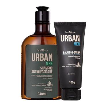 Imagem de Kit Shampoo Antioleosidade E Balm Pós Barba Hidratante Masculino Urban Men Farmaervas