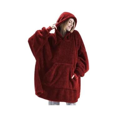 Imagem de Moletom Feminino De Inverno Com Capuz Dupla Face Em Fleece, Estilo Cob