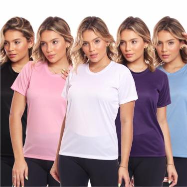 Imagem de Kit 5 Camisas Academia Esportiva Com Proteção Uv Feminina-Feminino