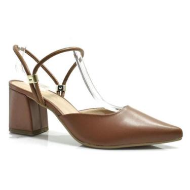 Imagem de Scarpin Slingback de Salto Bloco Cazzualen 1204, Marrom, 38