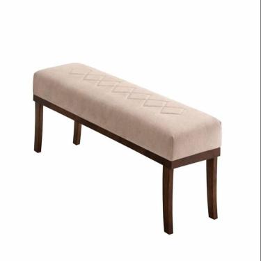 Imagem de Puff Redondo em Veludo 100cm Theo para Sala de Estar e Quarto Bege/Imbuia