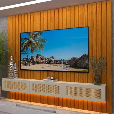 Imagem de Estante Ripada para Tv até 84 Polegadas com Led 230cm Mdf Majestade/native Naturale/Off White/Creme