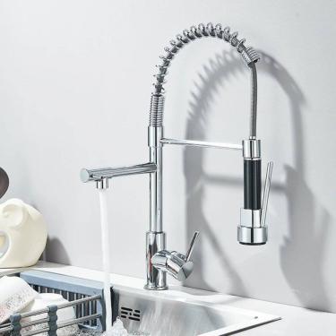 Imagem de Torneira Cozinha Monocomando Gourmet Aço Escovado Inox 304 50cm Cromada