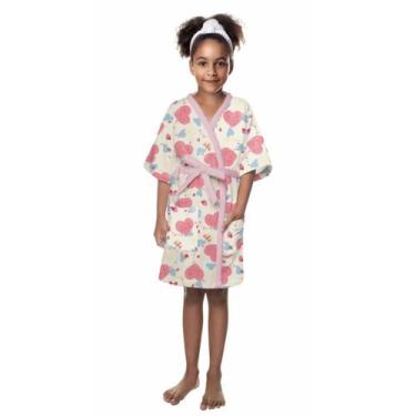 Imagem de Roupão de Banho Infantil Corações Aveludado Menina Lepper -, P