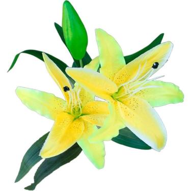 Imagem de Kit 4 Plantas Artificiais Enfeite Lírio Amarelo Jardim 73cm