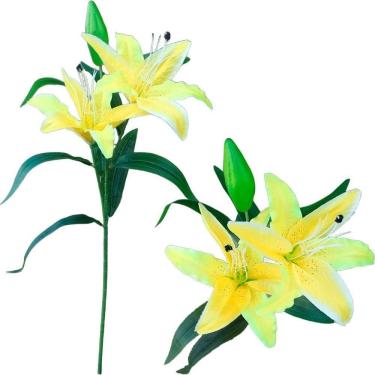 Imagem de Kit 8 Plantas Artificiais Enfeite Lírio Amarelo Jardim 73cm