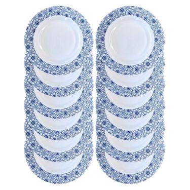 Imagem de Jogo 12 Pratos Fundo Melamina Para Buffet Restaurantes 25cm - Sk