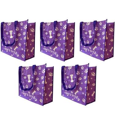 Imagem de Bolsa Ecologica Ecobag Kit 5 Uni Sacola Ombro Mercado Compras