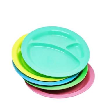 Imagem de Pratinho Infantil Com Divisória Prato Para Bebê- 10 Unidades - Deluma,