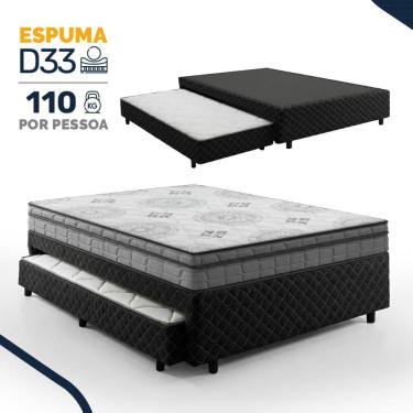 Imagem de Bicama Box com Colchão Espuma D33 Pillow In D Angelis Ortosleep + Auxiliar de Espuma D28 Positanno Casal 138cm
