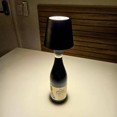 Imagem de Mini Luminária de Mesa Garrafas Preta Led Touch Recarregável Sem Fio P