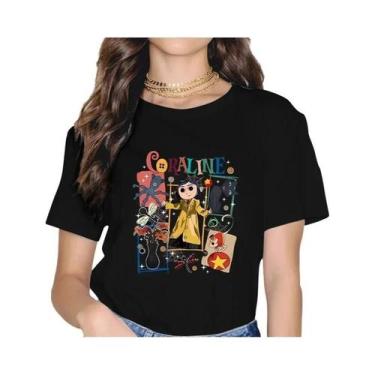 Imagem de Camiseta Feminina Vintage Gótica Coraline, Camiseta Gráfica De Filme D