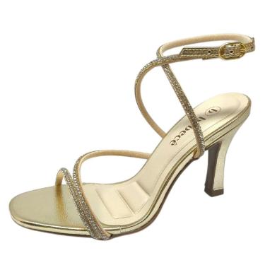 Imagem de Sandalia Feminina Salto Medio Fino Confortavel Strass Bebece