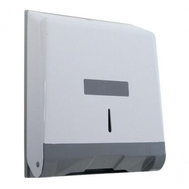 Imagem de Dispenser Toalheiro para Papel Toalha Interfolha JSN - N7 para Banheiro em Plástico ABS com Visor e Fechadura Branco